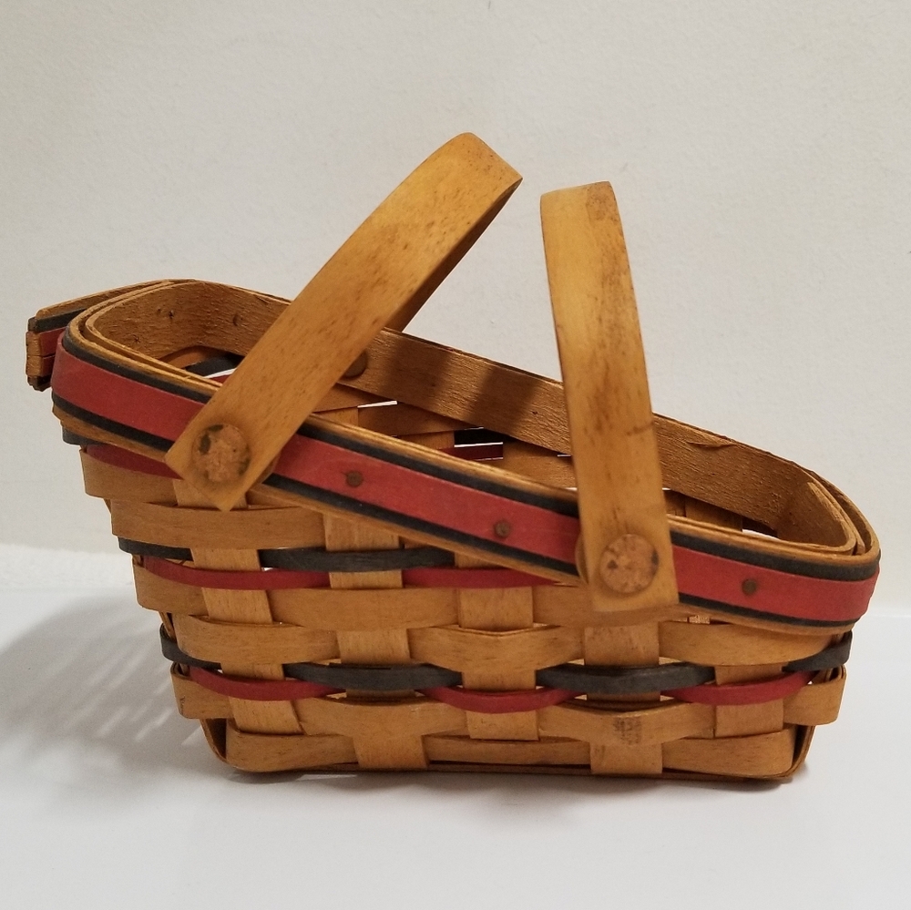 Longaberger 3pc Brown & Multi Color Small Basket Set - Picture 3 of 16